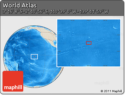Shaded Relief Location Map of the Area around 2° 58' 32" S, 140° 10' 30" W