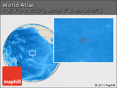 Shaded Relief Location Map of the Area around 2° 58' 32" S, 140° 10' 30" W
