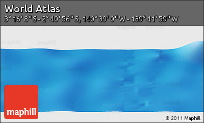 Shaded Relief Panoramic Map of the Area around 2° 58' 32" S, 140° 10' 30" W