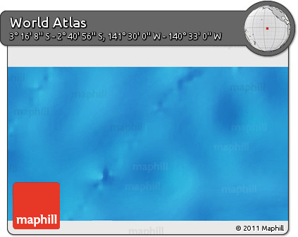 Shaded Relief 3D Map of the Area around 2° 58' 32" S, 141° 1' 30" W