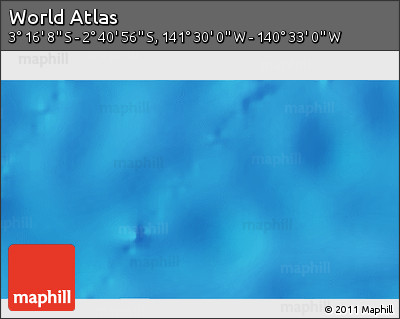 Shaded Relief 3D Map of the Area around 2° 58' 32" S, 141° 1' 30" W