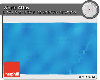 Physical 3D Map of the Area around 2° 58' 32" S, 141° 52' 30" W
