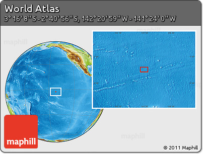 Physical Location Map of the Area around 2° 58' 32" S, 141° 52' 30" W