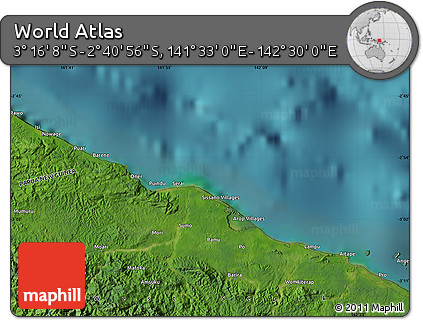 Satellite Map of the Area around 2° 58' 32" S, 142° 1' 30" E