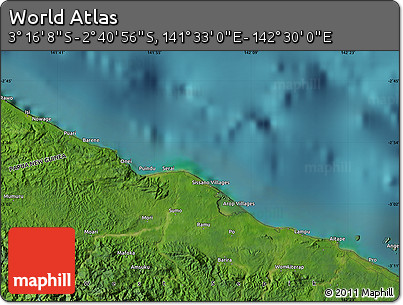 Satellite Map of the Area around 2° 58' 32" S, 142° 1' 30" E