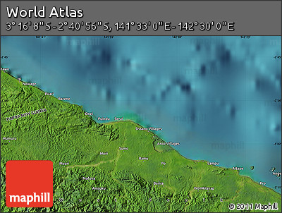 Satellite Map of the Area around 2° 58' 32" S, 142° 1' 30" E