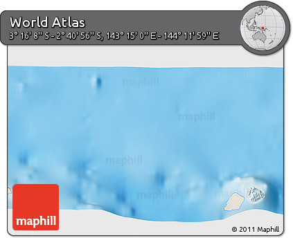 Shaded Relief 3D Map of the Area around 2° 58' 32" S, 143° 43' 29" E