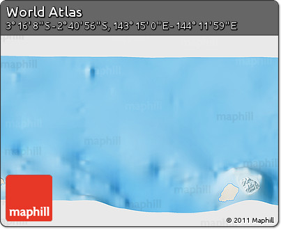 Shaded Relief 3D Map of the Area around 2° 58' 32" S, 143° 43' 29" E