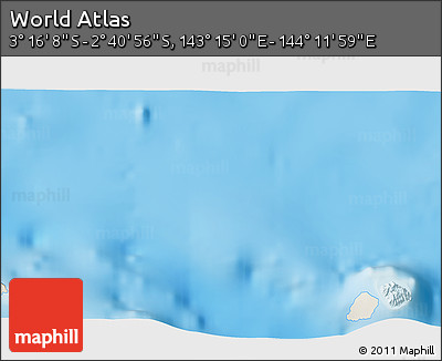 Shaded Relief 3D Map of the Area around 2° 58' 32" S, 143° 43' 29" E