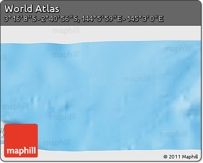 Shaded Relief 3D Map of the Area around 2° 58' 32" S, 144° 34' 29" E