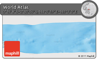 Shaded Relief Panoramic Map of the Area around 2° 58' 32" S, 144° 34' 29" E