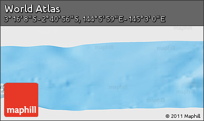 Shaded Relief Panoramic Map of the Area around 2° 58' 32" S, 144° 34' 29" E