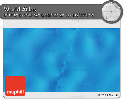 Shaded Relief 3D Map of the Area around 2° 58' 32" S, 146° 7' 30" W