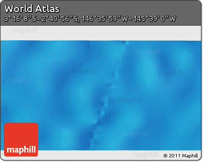 Shaded Relief 3D Map of the Area around 2° 58' 32" S, 146° 7' 30" W