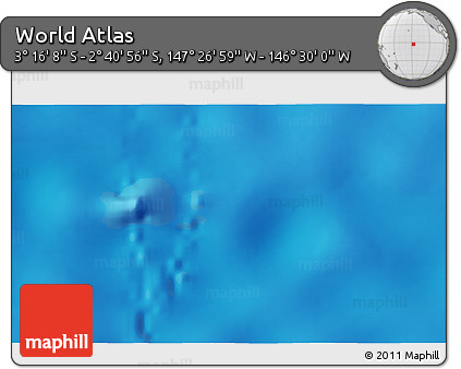 Shaded Relief 3D Map of the Area around 2° 58' 32" S, 146° 58' 29" W