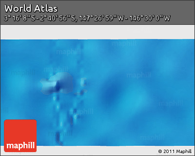 Shaded Relief 3D Map of the Area around 2° 58' 32" S, 146° 58' 29" W