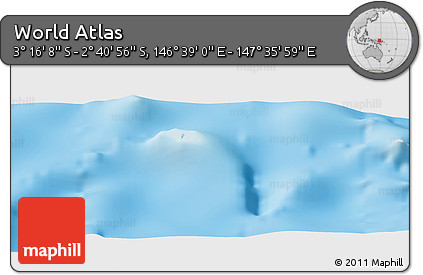 Shaded Relief Panoramic Map of the Area around 2° 58' 32" S, 147° 7' 30" E