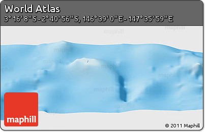 Shaded Relief Panoramic Map of the Area around 2° 58' 32" S, 147° 7' 30" E