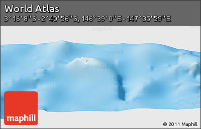 Shaded Relief Panoramic Map of the Area around 2° 58' 32" S, 147° 7' 30" E