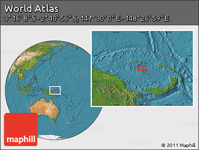 Satellite Location Map of the Area around 2° 58' 32" S, 147° 58' 29" E
