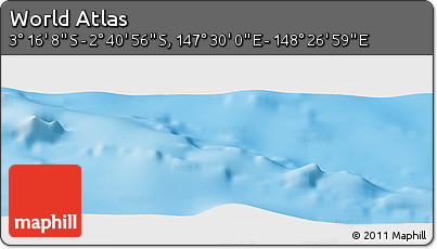 Physical Panoramic Map of the Area around 2° 58' 32" S, 147° 58' 29" E