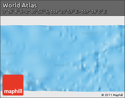 Shaded Relief 3D Map of the Area around 2° 58' 32" S, 148° 49' 29" E