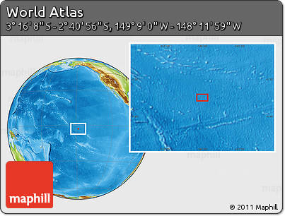 Physical Location Map of the Area around 2° 58' 32" S, 148° 40' 30" W