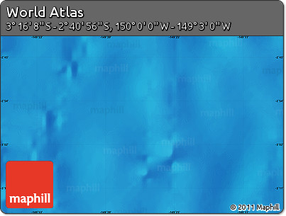 Physical Map of the Area around 2° 58' 32" S, 149° 31' 30" W