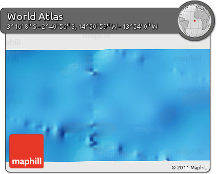 Physical 3D Map of the Area around 2° 58' 32" S, 14° 22' 30" W