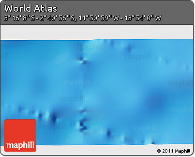 Physical 3D Map of the Area around 2° 58' 32" S, 14° 22' 30" W