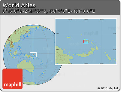 Savanna Style Location Map of the Area around 2° 58' 32" S, 150° 31' 30" E