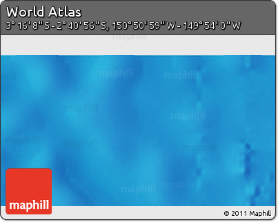 Shaded Relief 3D Map of the Area around 2° 58' 32" S, 150° 22' 30" W