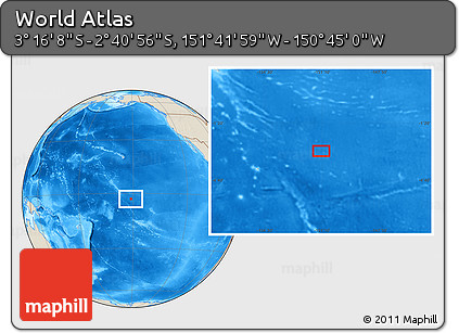 Shaded Relief Location Map of the Area around 2° 58' 32" S, 151° 13' 29" W