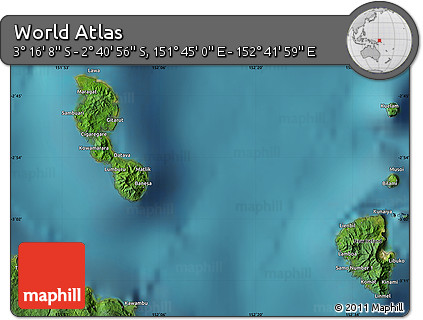 Satellite Map of the Area around 2° 58' 32" S, 152° 13' 29" E