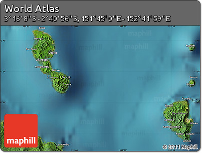 Satellite Map of the Area around 2° 58' 32" S, 152° 13' 29" E