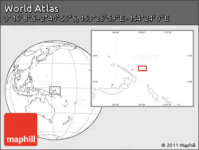 Blank Location Map of the Area around 2° 58' 32" S, 153° 55' 30" E