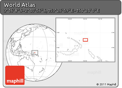 Blank Location Map of the Area around 2° 58' 32" S, 153° 55' 30" E