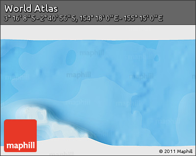 Political 3D Map of the Area around 2° 58' 32" S, 154° 46' 30" E
