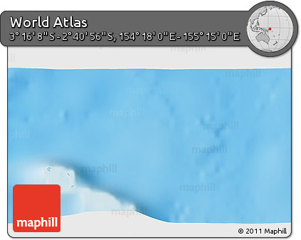 Shaded Relief 3D Map of the Area around 2° 58' 32" S, 154° 46' 30" E