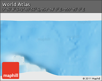 Shaded Relief 3D Map of the Area around 2° 58' 32" S, 154° 46' 30" E