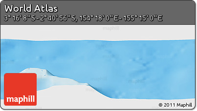 Shaded Relief Panoramic Map of the Area around 2° 58' 32" S, 154° 46' 30" E