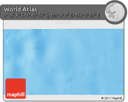 Shaded Relief 3D Map of the Area around 2° 58' 32" S, 155° 37' 30" E