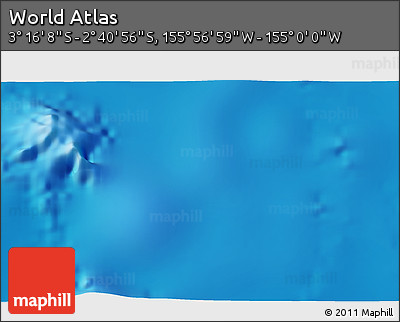 Physical 3D Map of the Area around 2° 58' 32" S, 155° 28' 29" W