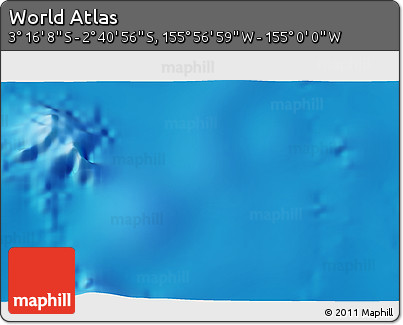 Physical 3D Map of the Area around 2° 58' 32" S, 155° 28' 29" W