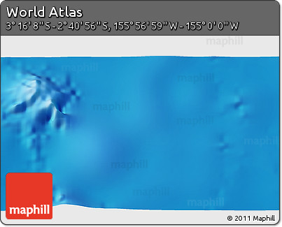 Shaded Relief 3D Map of the Area around 2° 58' 32" S, 155° 28' 29" W