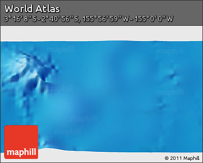 Shaded Relief 3D Map of the Area around 2° 58' 32" S, 155° 28' 29" W