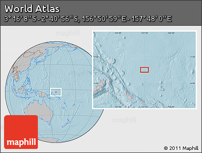 Gray Location Map of the Area around 2° 58' 32" S, 157° 19' 29" E, hill shading