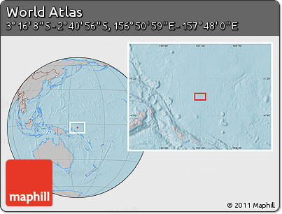 Gray Location Map of the Area around 2° 58' 32" S, 157° 19' 29" E, hill shading