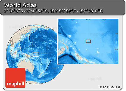 Shaded Relief Location Map of the Area around 2° 58' 32" S, 157° 19' 29" E