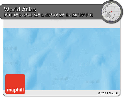 Shaded Relief 3D Map of the Area around 2° 58' 32" S, 158° 10' 30" E